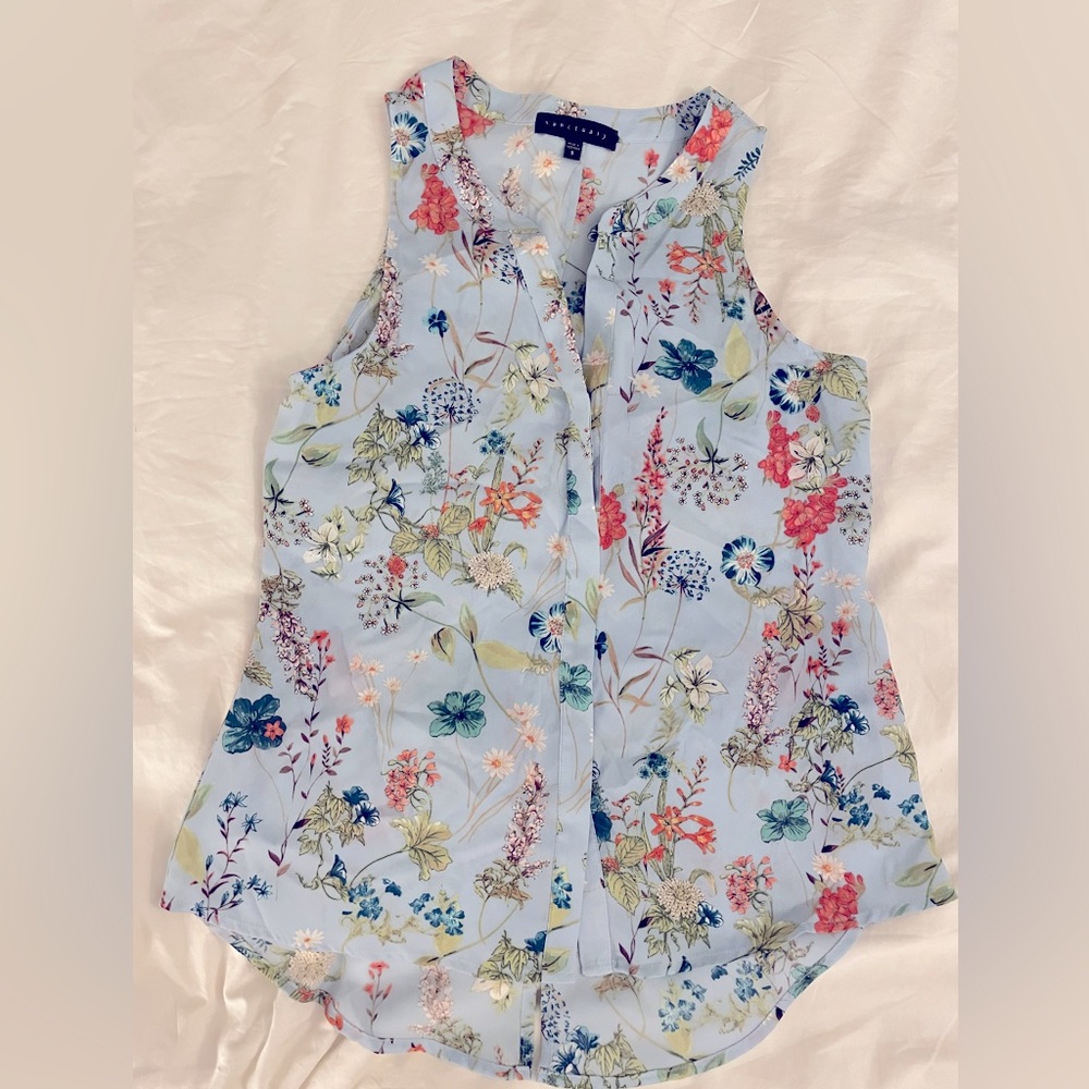 Sanctuary floral v neck button up tank blouse size S